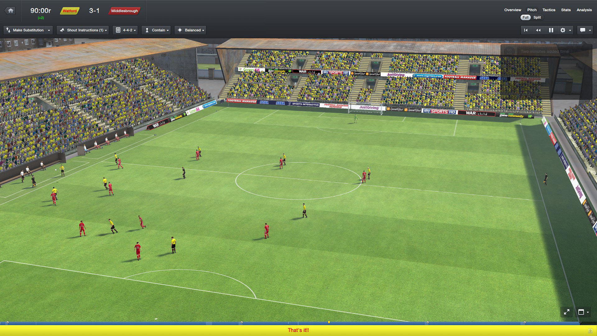 Football Manager 2016 on the pitch