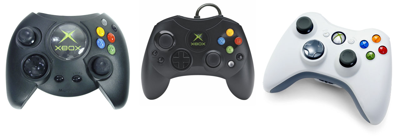 Da sinistra a destra: il pad del primo Xbox. il Pad S e quello perfetto di Xbox 360