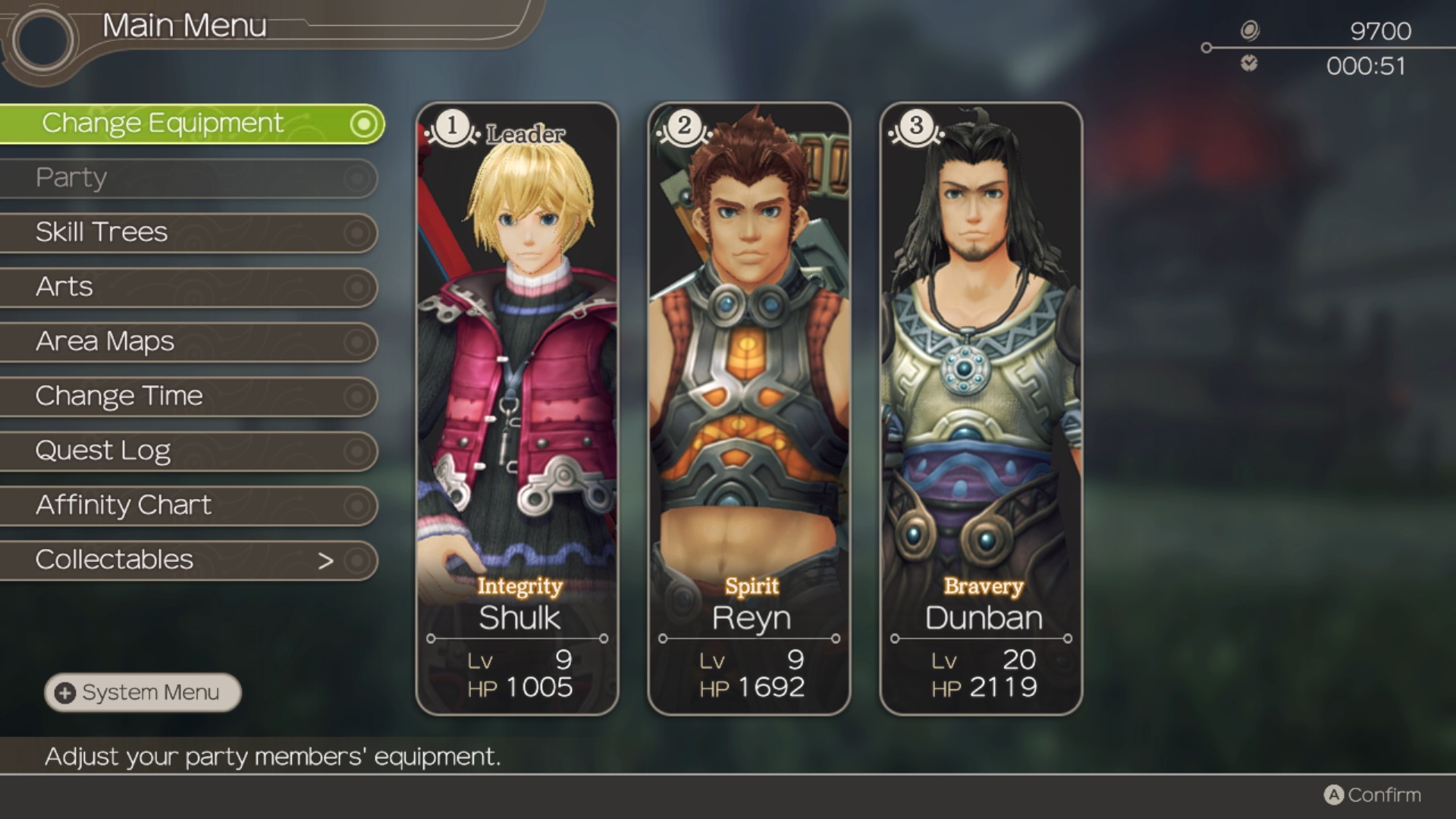Xenoblade Menu