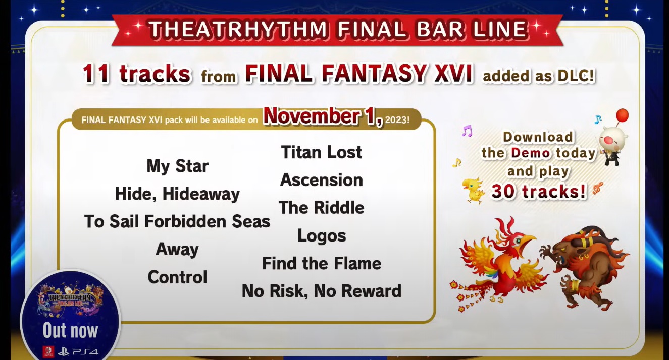 Final Fantasy XVI e Theatrhythm Final Bar Line